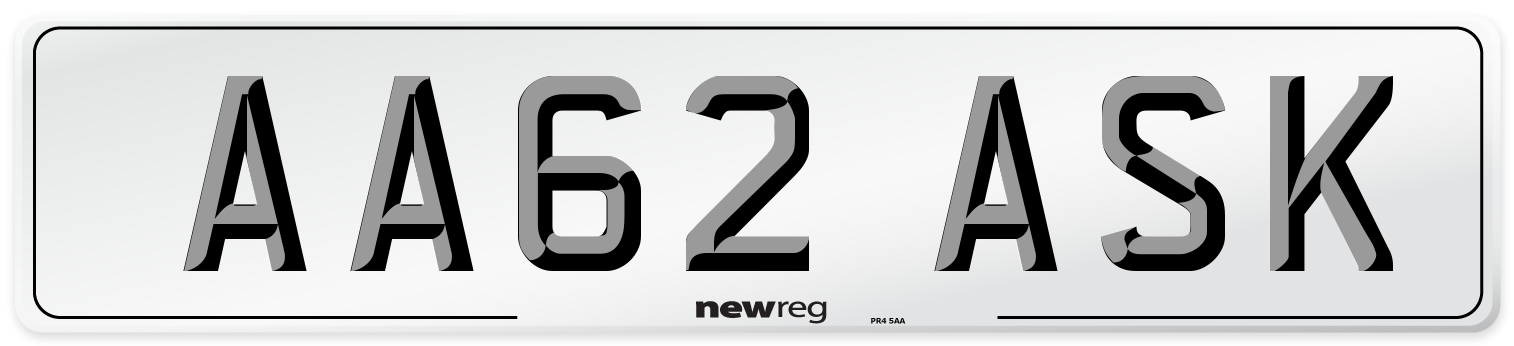 AA62 ASK Number Plate from New Reg